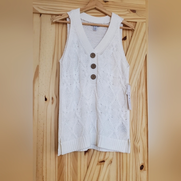 TRIBAL Size S White Cable Knit Sweater Vest - Picture 1 of 9